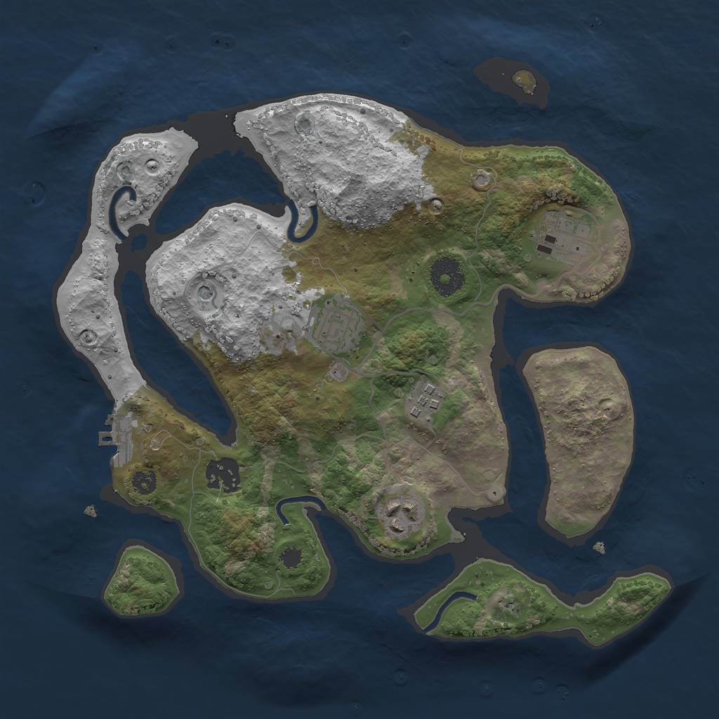 Rust Map: Procedural Map, Size: 3000, Seed: 1410937732, 9 Monuments