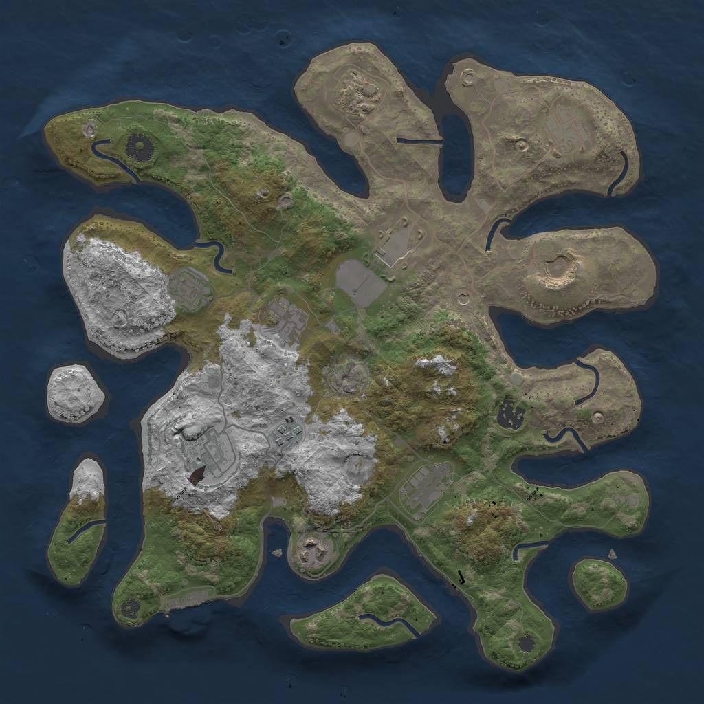 Rust Map: Procedural Map, Size: 3750, Seed: 943227784, 15 Monuments