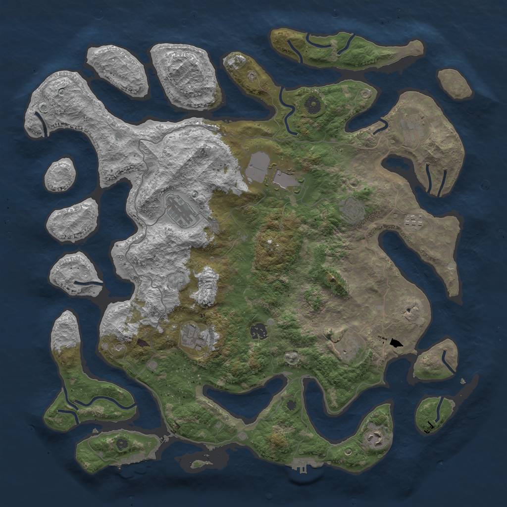 Rust Map: Procedural Map, Size: 4500, Seed: 379377602, 14 Monuments