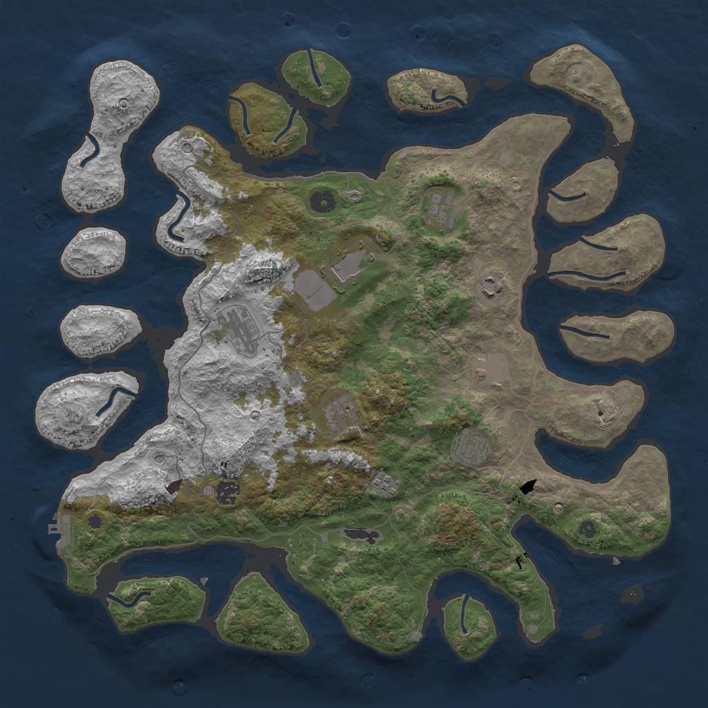 Rust Map: Procedural Map, Size: 4400, Seed: 8614, 13 Monuments