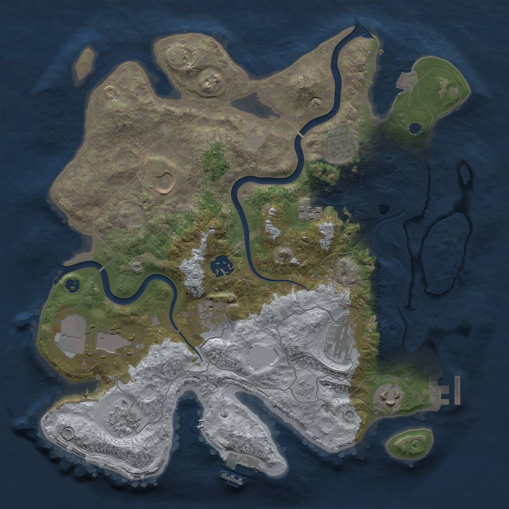 Rust Map: Procedural Map, Size: 3500, Seed: 3546, 15 Monuments