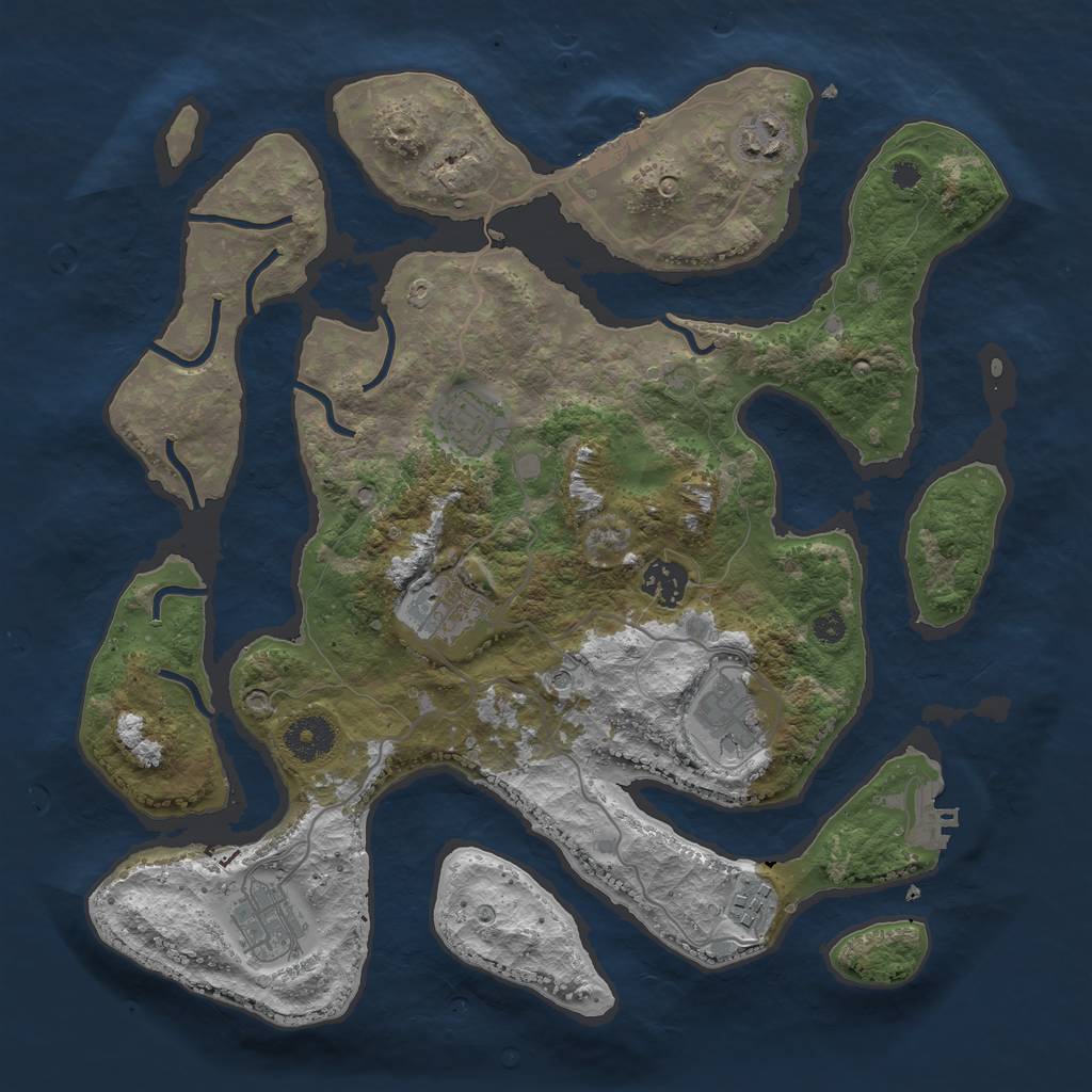 Rust Map: Procedural Map, Size: 3500, Seed: 3546, 12 Monuments