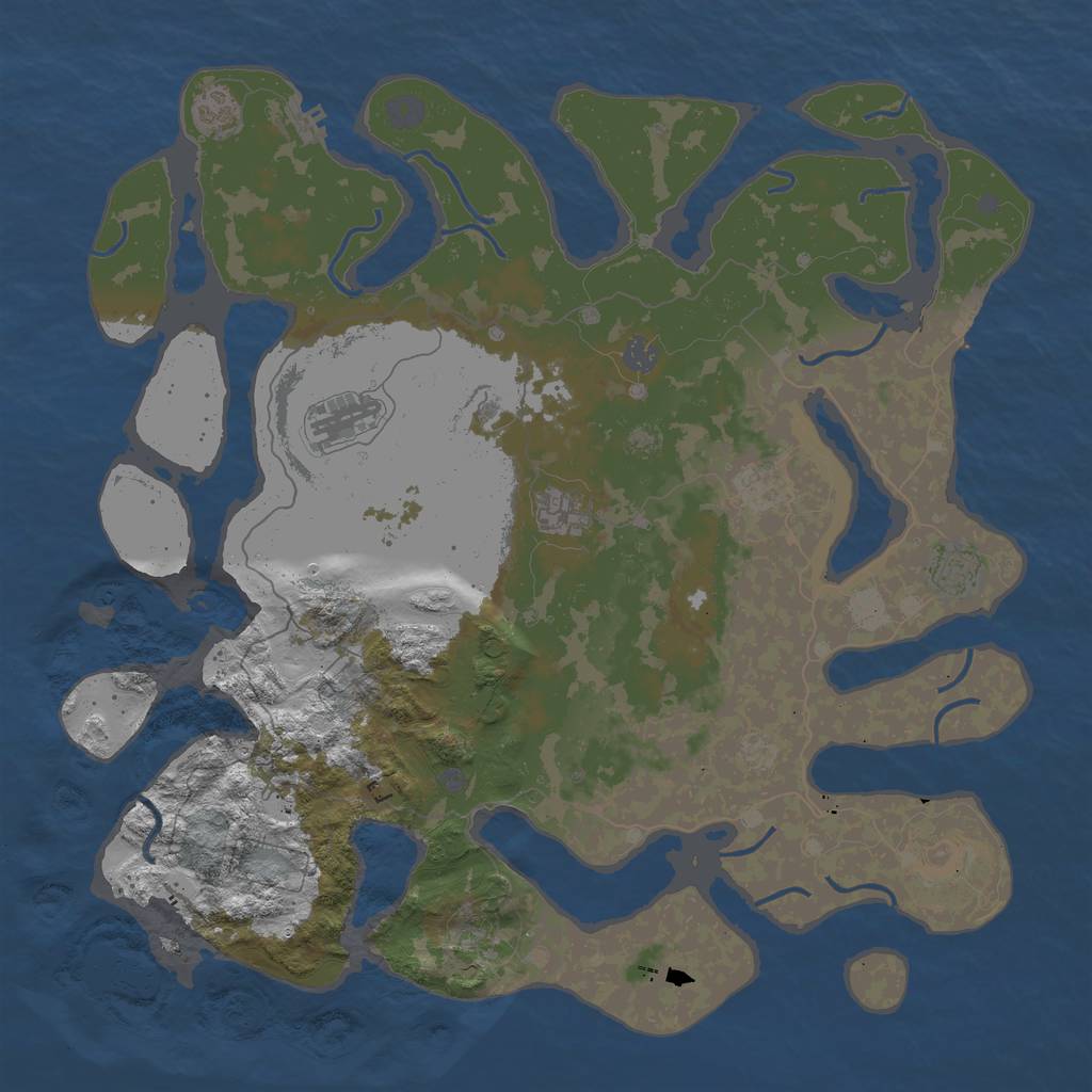 Rust Map: Procedural Map, Size: 4500, Seed: 11223344, 16 Monuments