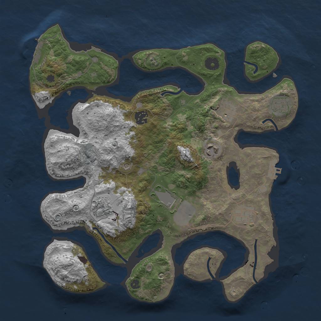 Rust Map: Procedural Map, Size: 3500, Seed: 1974409, 12 Monuments