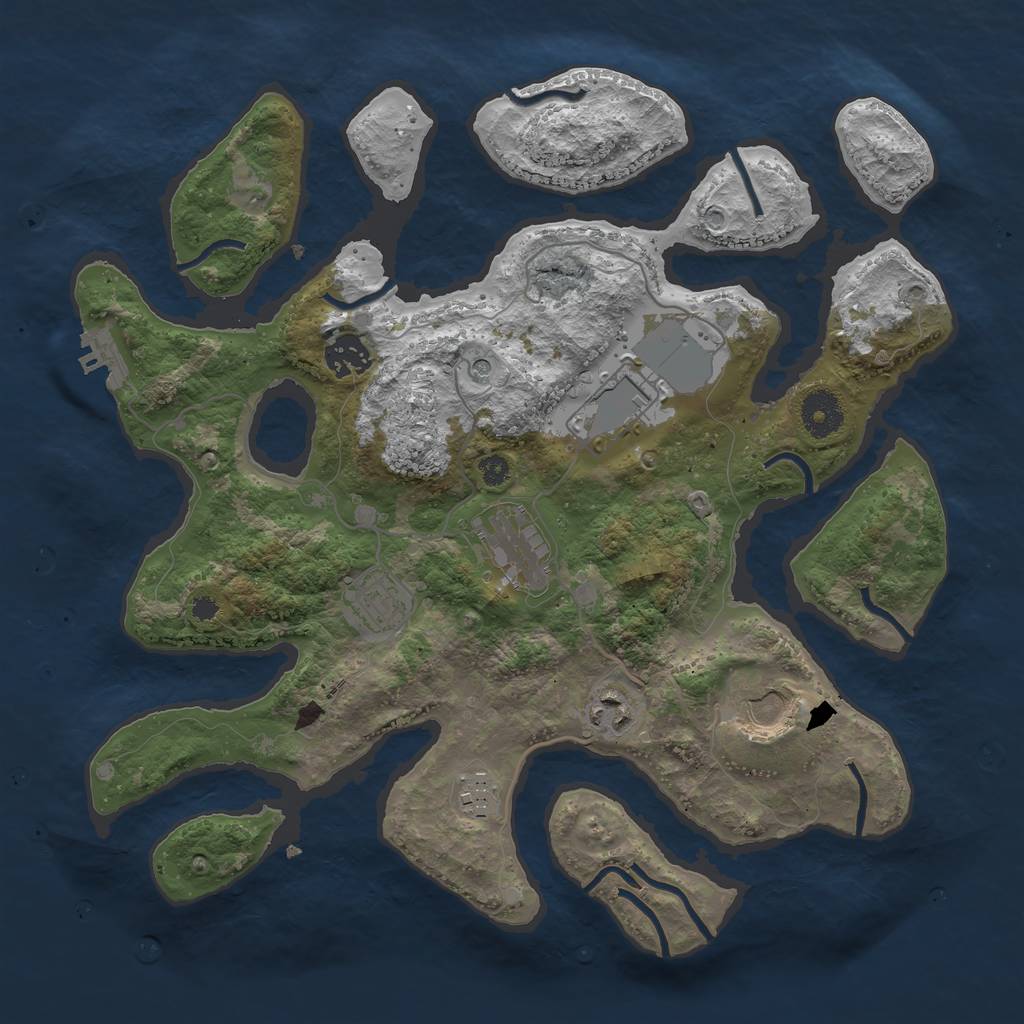 Rust Map: Procedural Map, Size: 3500, Seed: 406560, 11 Monuments