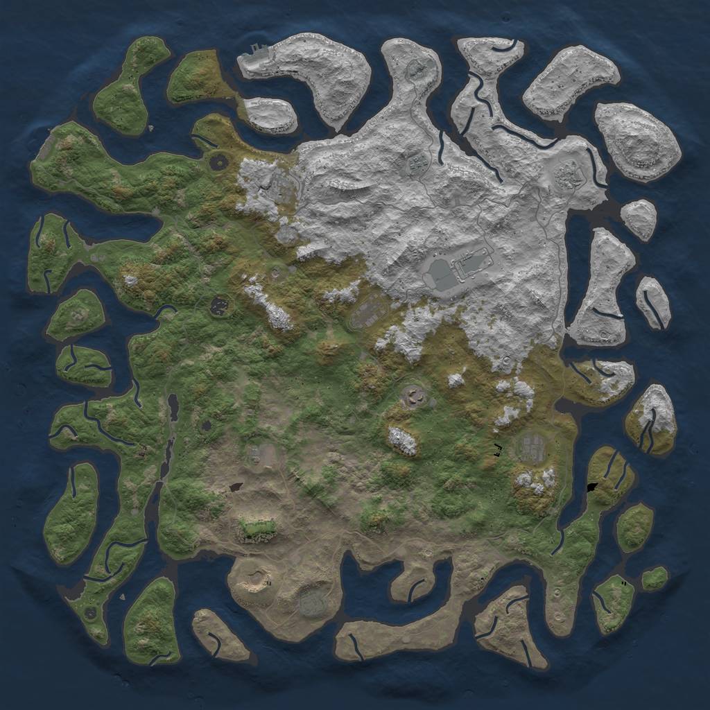 Rust Map: Procedural Map, Size: 6000, Seed: 713877741, 16 Monuments