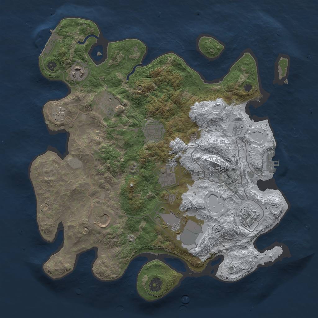 Rust Map: Procedural Map, Size: 3500, Seed: 665822, 17 Monuments