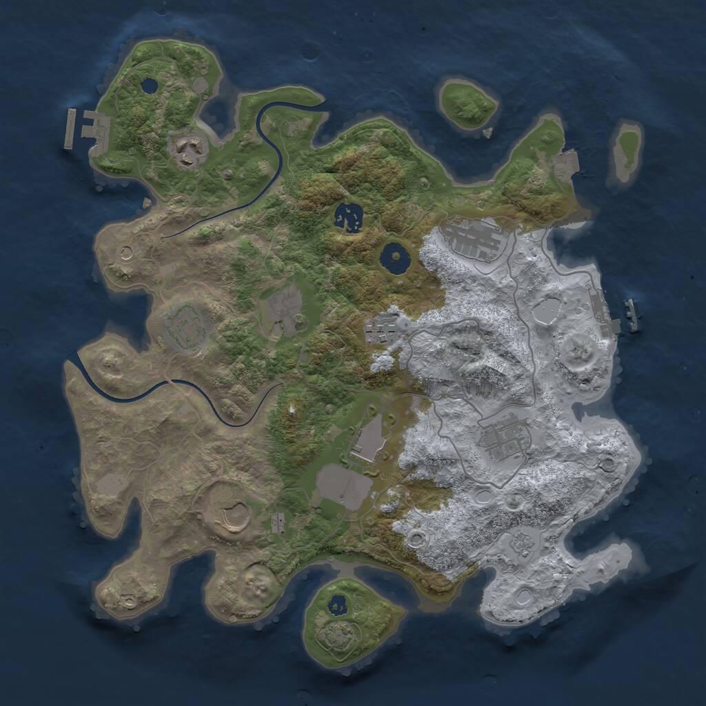 Rust Map: Procedural Map, Size: 3500, Seed: 665822, 15 Monuments