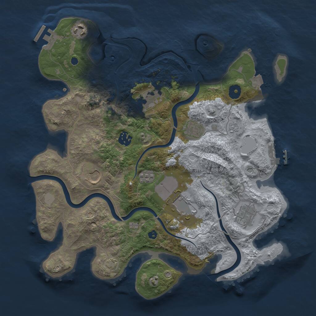 Rust Map: Procedural Map, Size: 3500, Seed: 665822, 14 Monuments