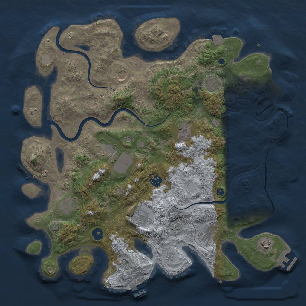 Rust Map: Procedural Map, Size: 3990, Seed: 666, 16 Monuments