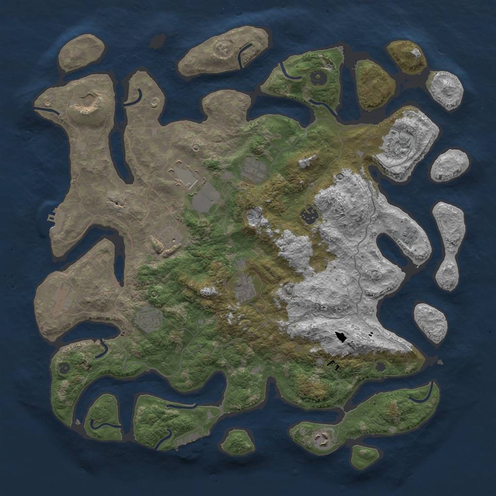 Rust Map: Procedural Map, Size: 4500, Seed: 264727224, 16 Monuments