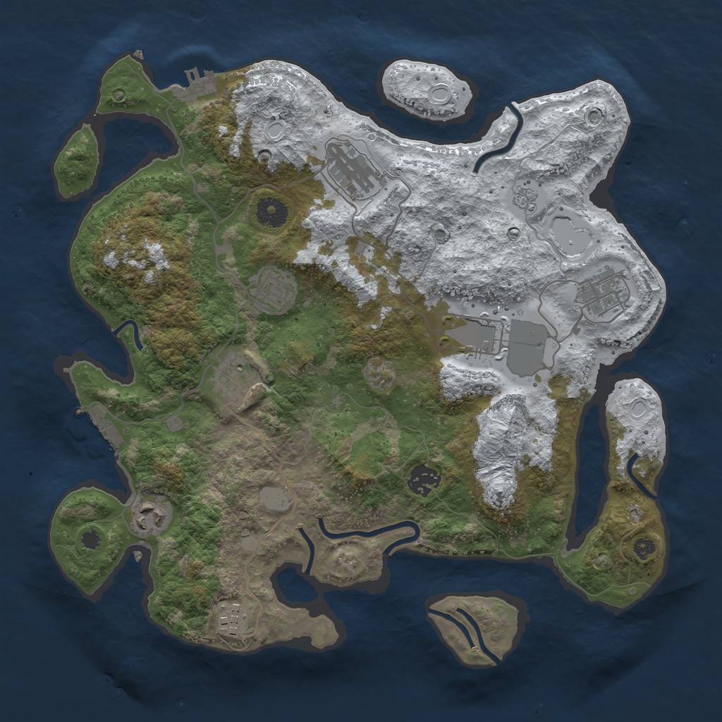 Rust Map: Procedural Map, Size: 3500, Seed: 175869806, 16 Monuments