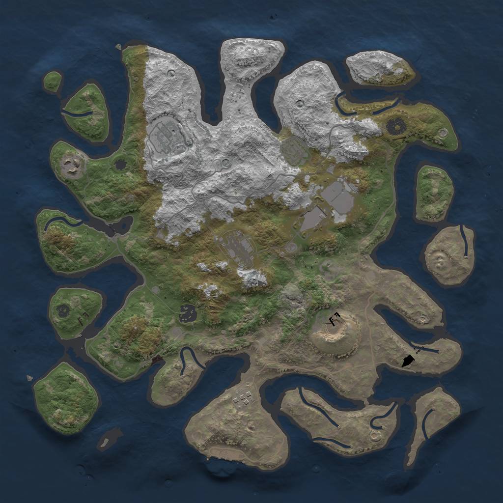 Rust Map: Procedural Map, Size: 4000, Seed: 512112258, 12 Monuments