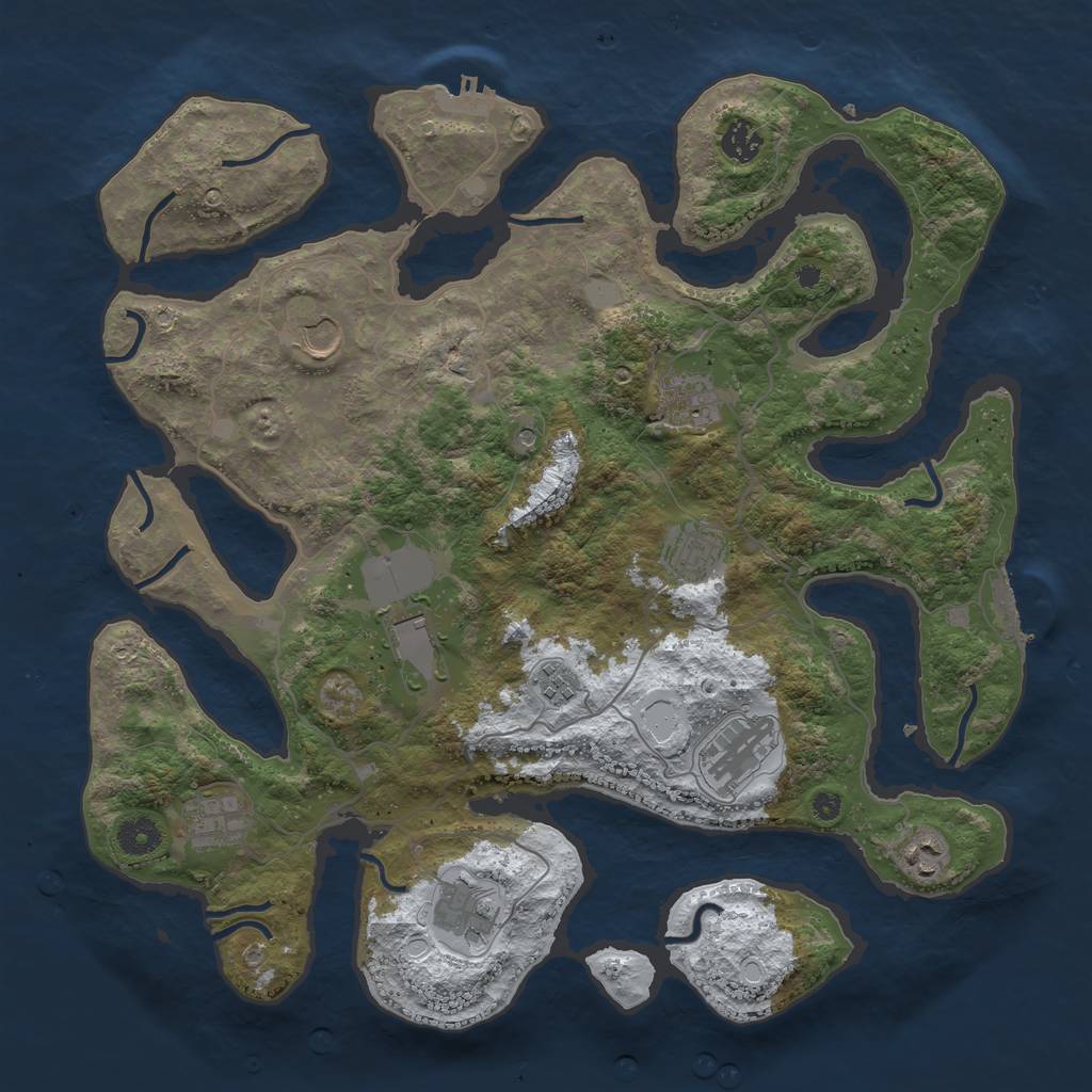 Rust Map: Procedural Map, Size: 4000, Seed: 154025344, 18 Monuments