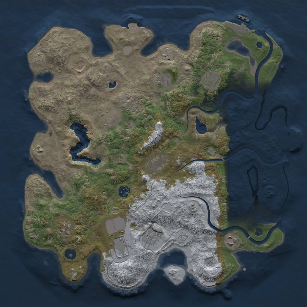 Rust Map: Procedural Map, Size: 4000, Seed: 154025344, 17 Monuments