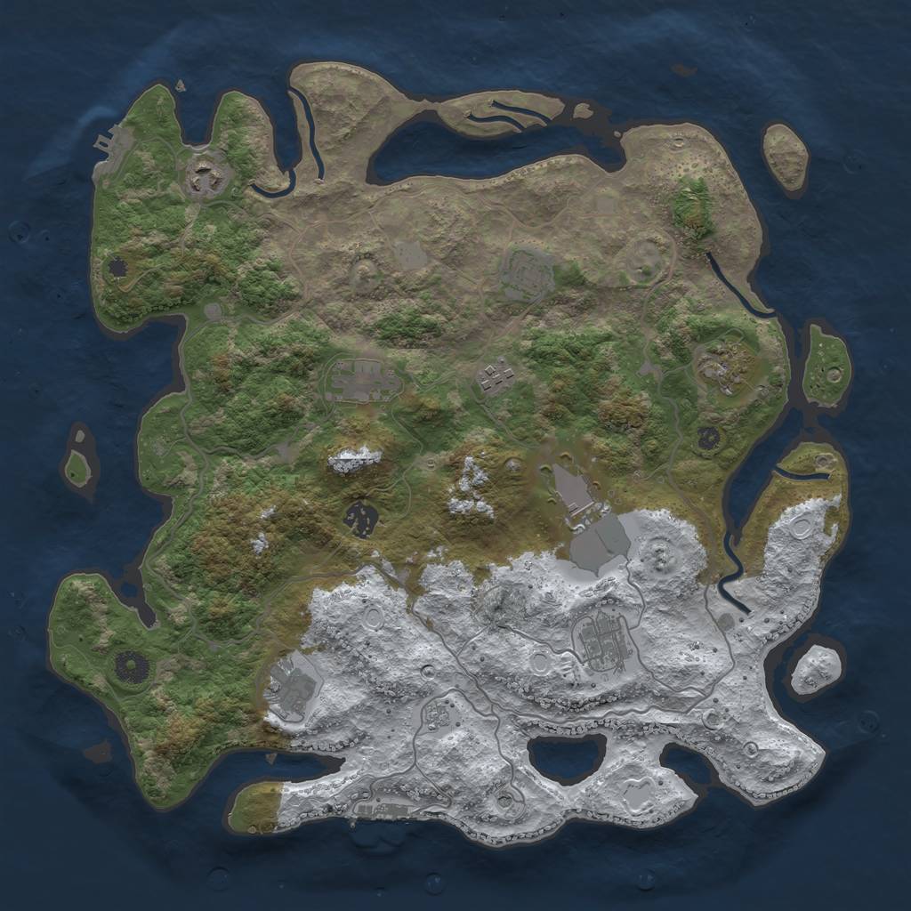 Rust Map: Procedural Map, Size: 4000, Seed: 7208146, 18 Monuments