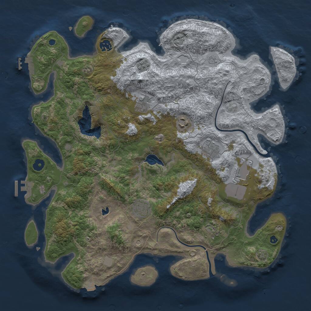 Rust Map: Procedural Map, Size: 4000, Seed: 122008011, 14 Monuments