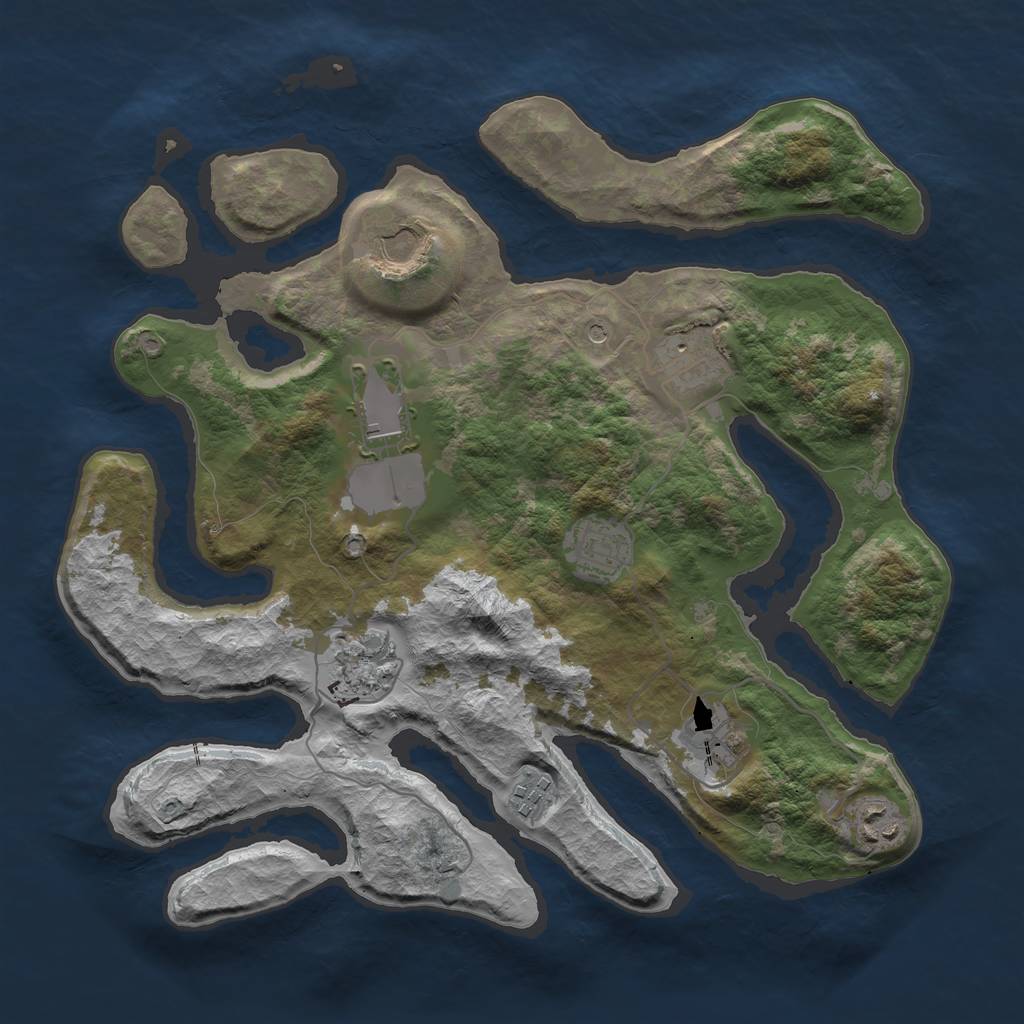 Rust Map: Barren, Size: 3500, Seed: 7521, 11 Monuments