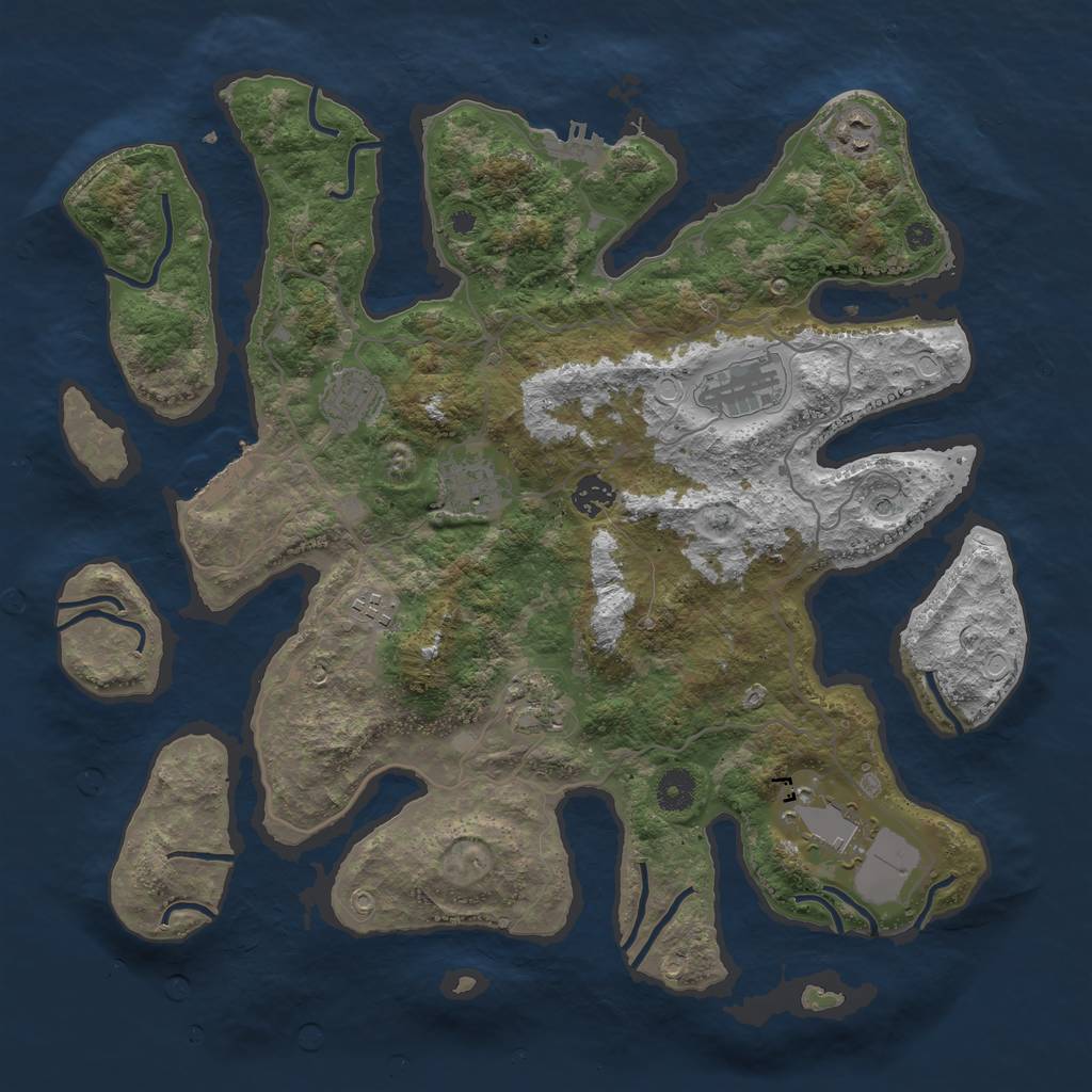 Rust Map: Procedural Map, Size: 4000, Seed: 70521, 16 Monuments