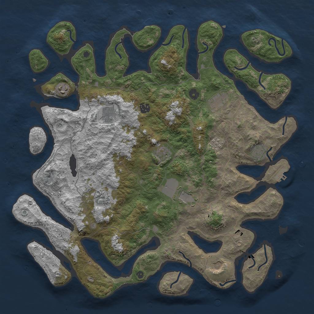 Rust Map: Procedural Map, Size: 4500, Seed: 321408, 17 Monuments