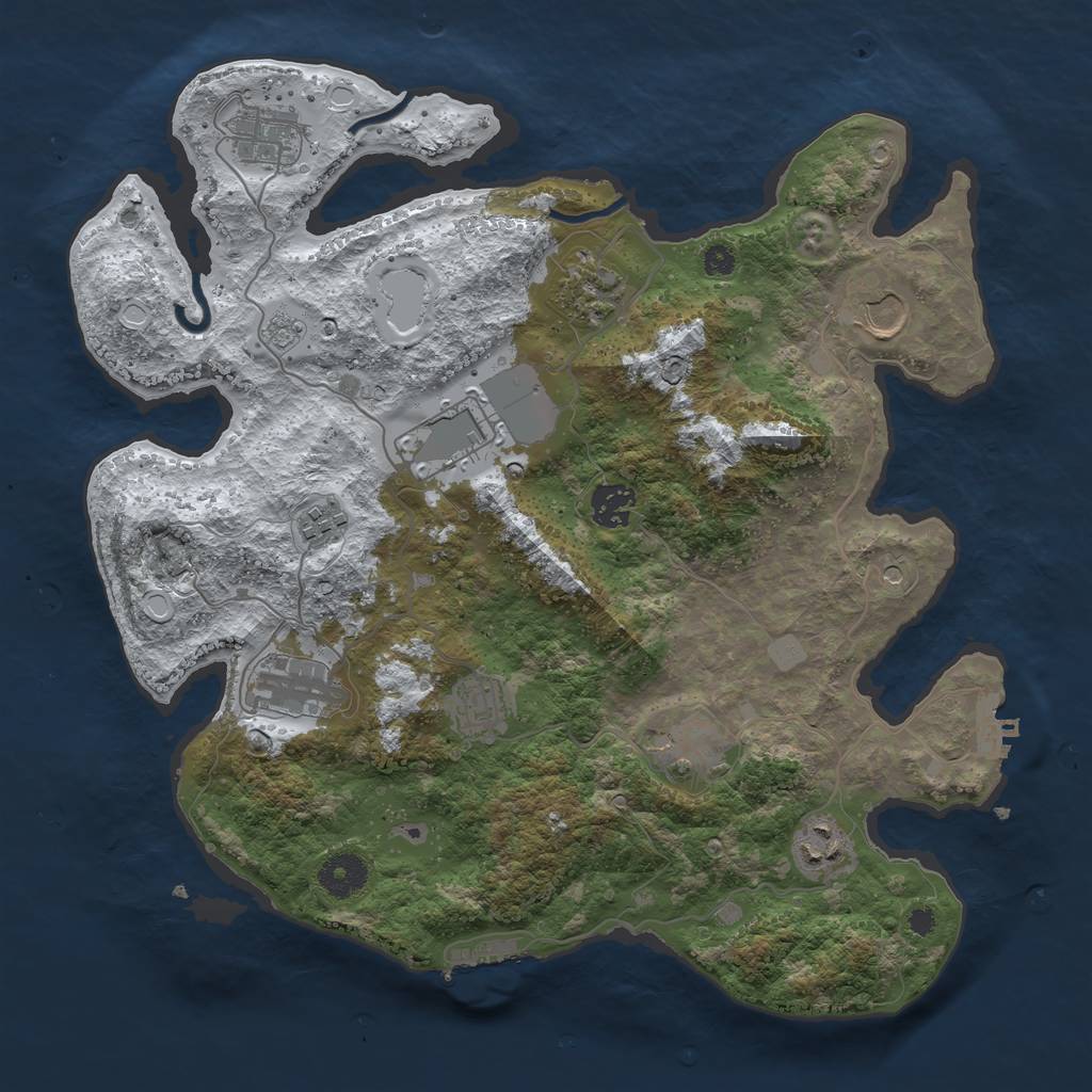 Rust Map: Procedural Map, Size: 3600, Seed: 187623495, 19 Monuments