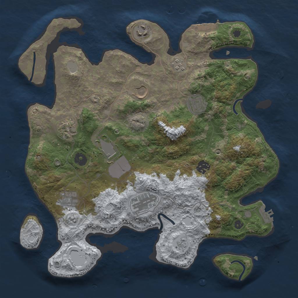 Rust Map: Procedural Map, Size: 3500, Seed: 21259, 18 Monuments