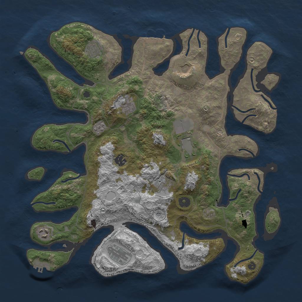 Rust Map: Procedural Map, Size: 4000, Seed: 414355, 17 Monuments