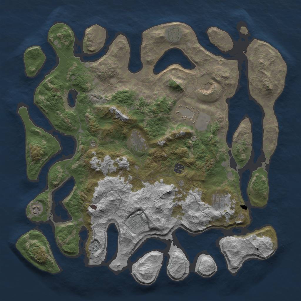 Rust Map: Barren, Size: 4500, Seed: 40705, 12 Monuments