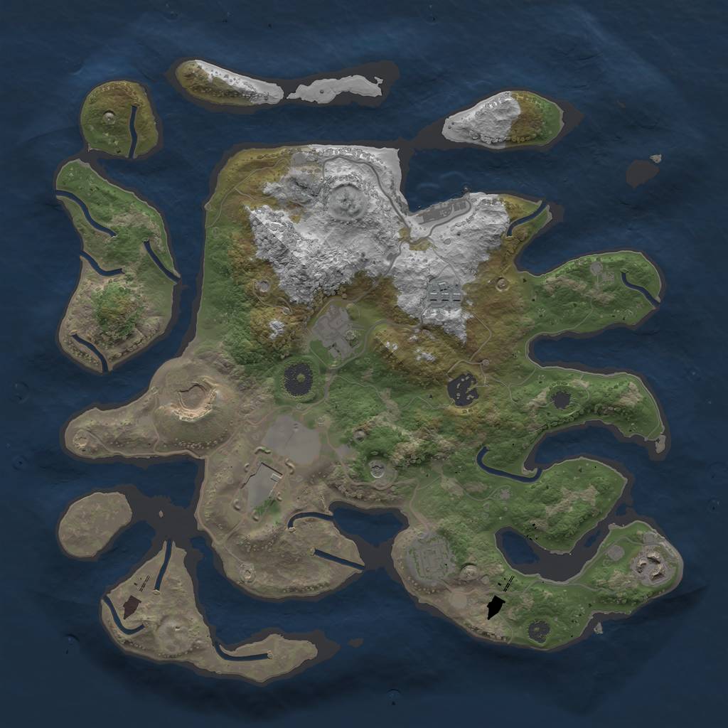 Rust Map: Procedural Map, Size: 3500, Seed: 357731, 11 Monuments