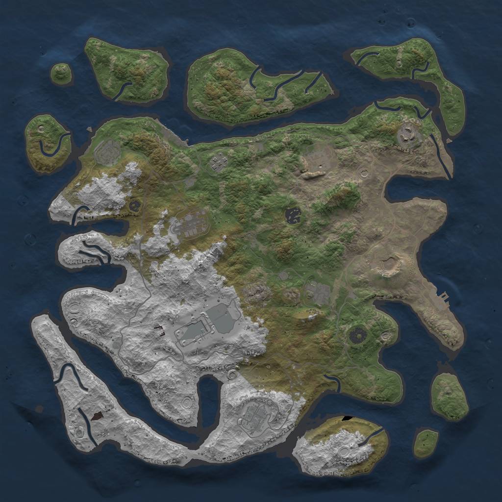 Rust Map: Procedural Map, Size: 4500, Seed: 110705, 21 Monuments