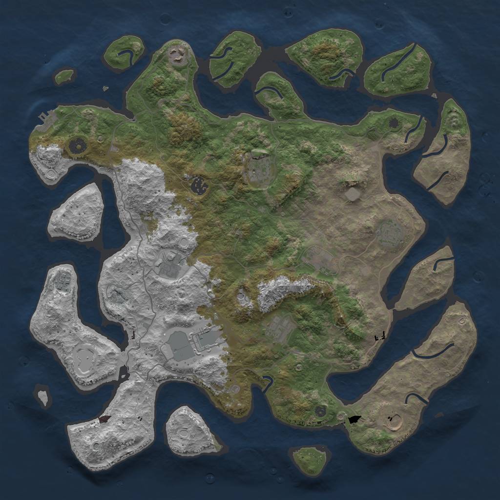 Rust Map: Procedural Map, Size: 4500, Seed: 54373478, 17 Monuments