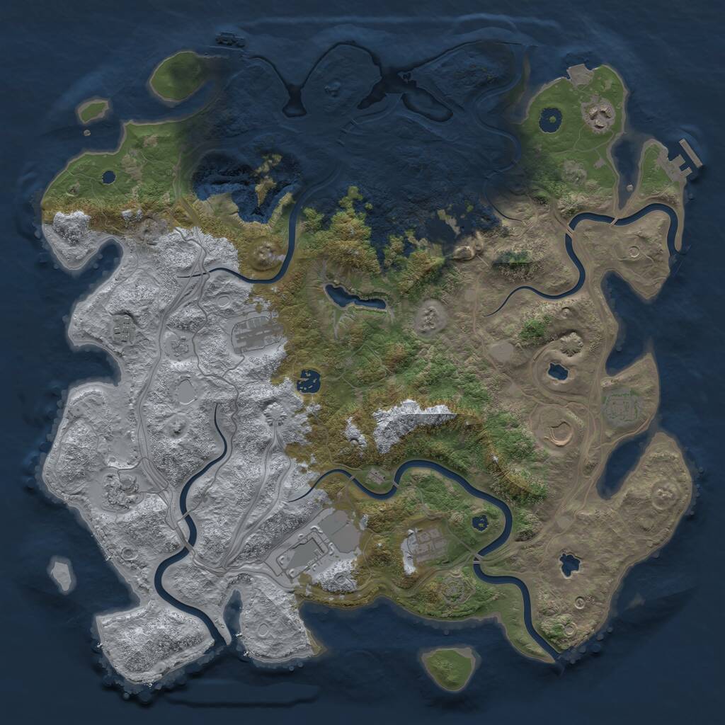 Rust Map: Procedural Map, Size: 4500, Seed: 54373478, 16 Monuments