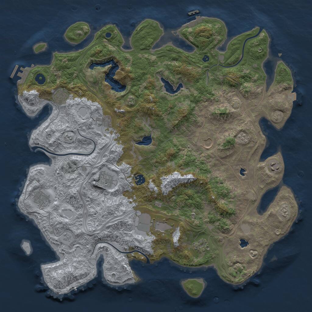 Rust Map: Procedural Map, Size: 4500, Seed: 54373478, 16 Monuments