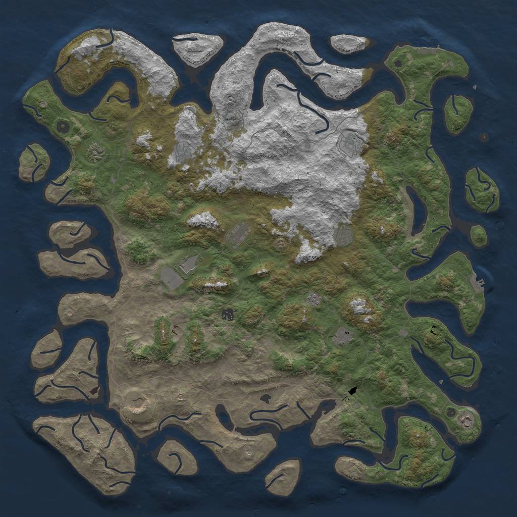 Rust Map: Procedural Map, Size: 6000, Seed: 7052021, 16 Monuments