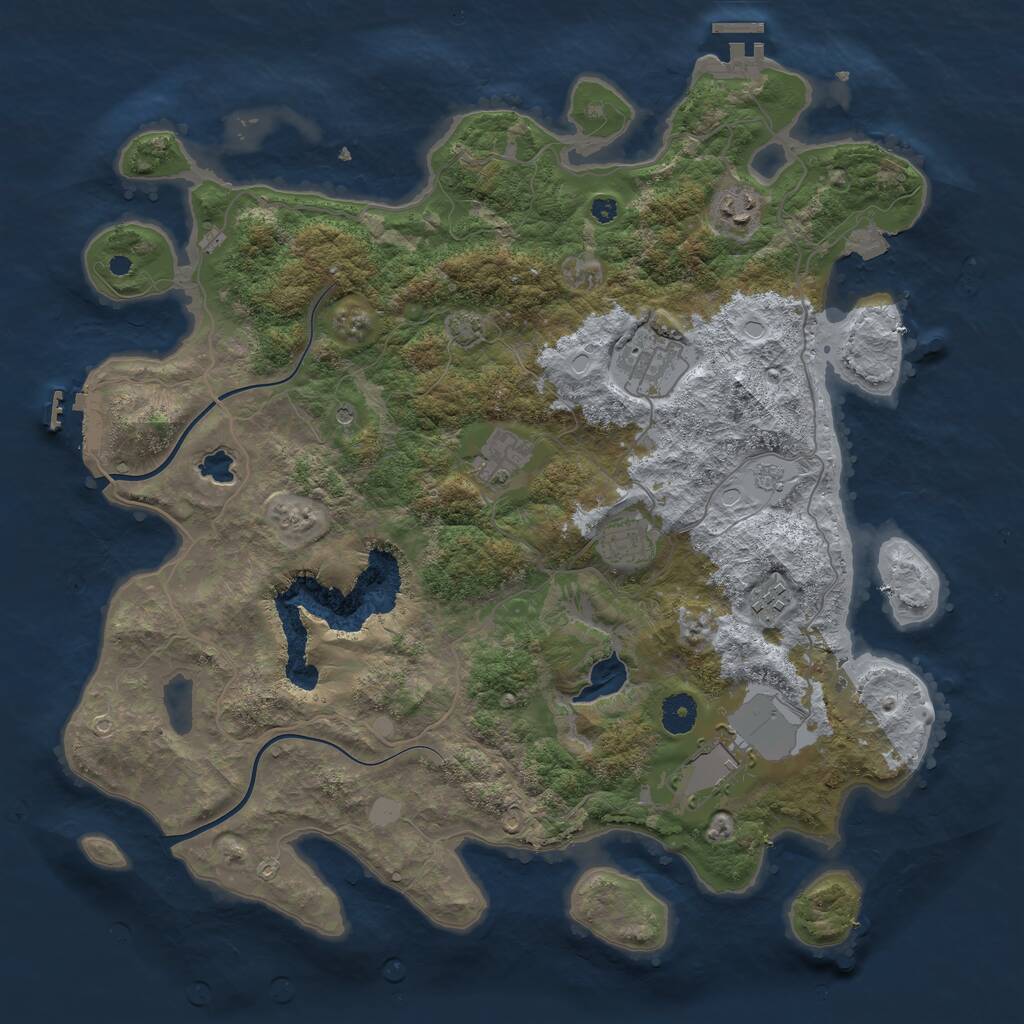 Rust Map: Procedural Map, Size: 4000, Seed: 23072, 12 Monuments