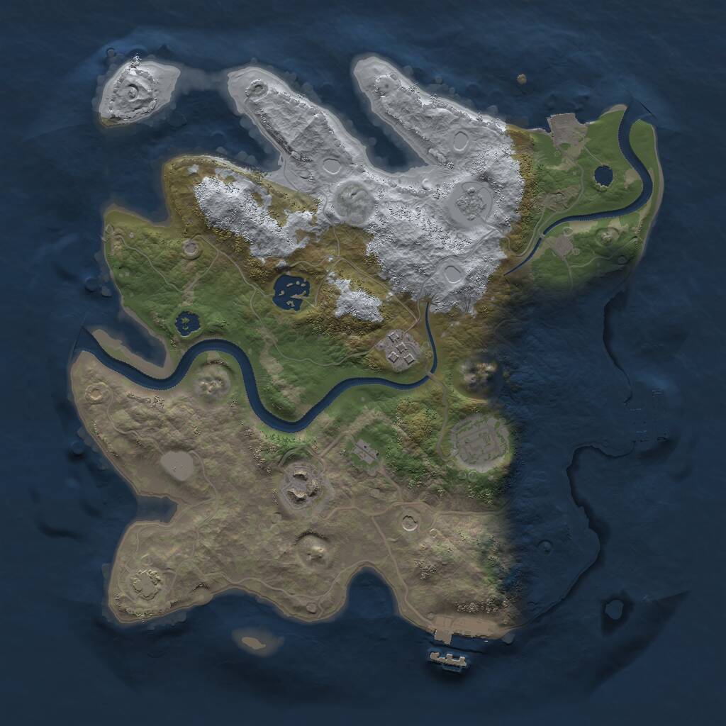 Rust Map: Procedural Map, Size: 3000, Seed: 1115008660, 10 Monuments