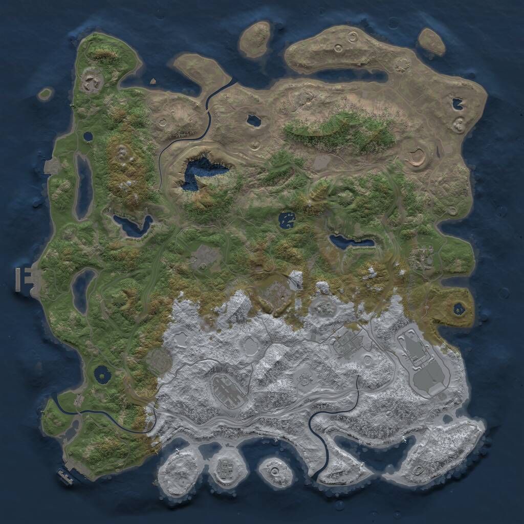 Rust Map: Procedural Map, Size: 4500, Seed: 8574, 17 Monuments