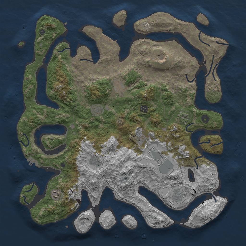 Rust Map: Procedural Map, Size: 4500, Seed: 8574, 22 Monuments