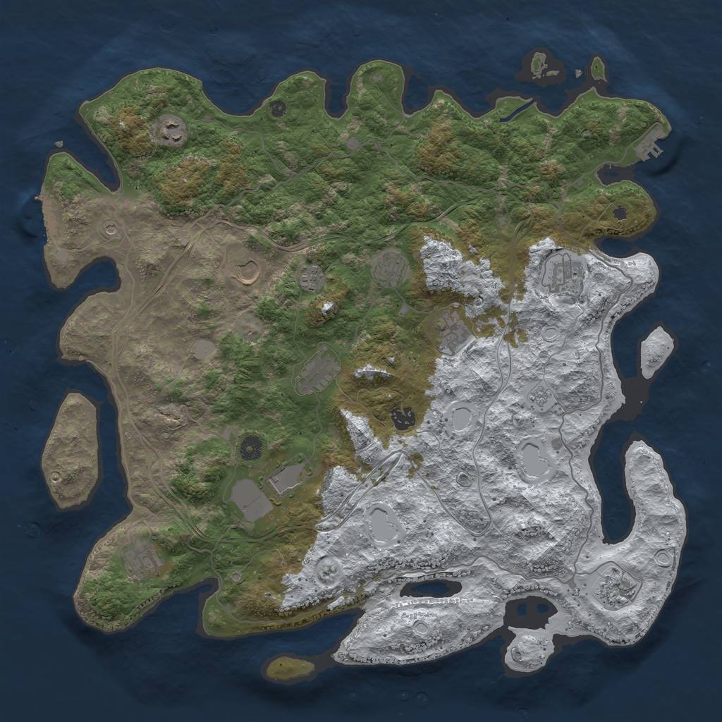 Rust Map: Procedural Map, Size: 4500, Seed: 385766, 20 Monuments