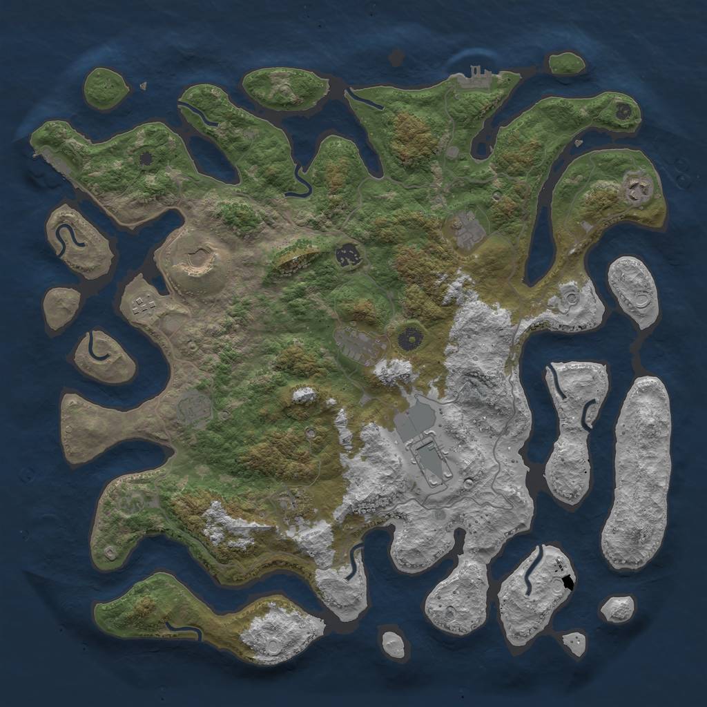 Rust Map: Procedural Map, Size: 4500, Seed: 70705, 17 Monuments