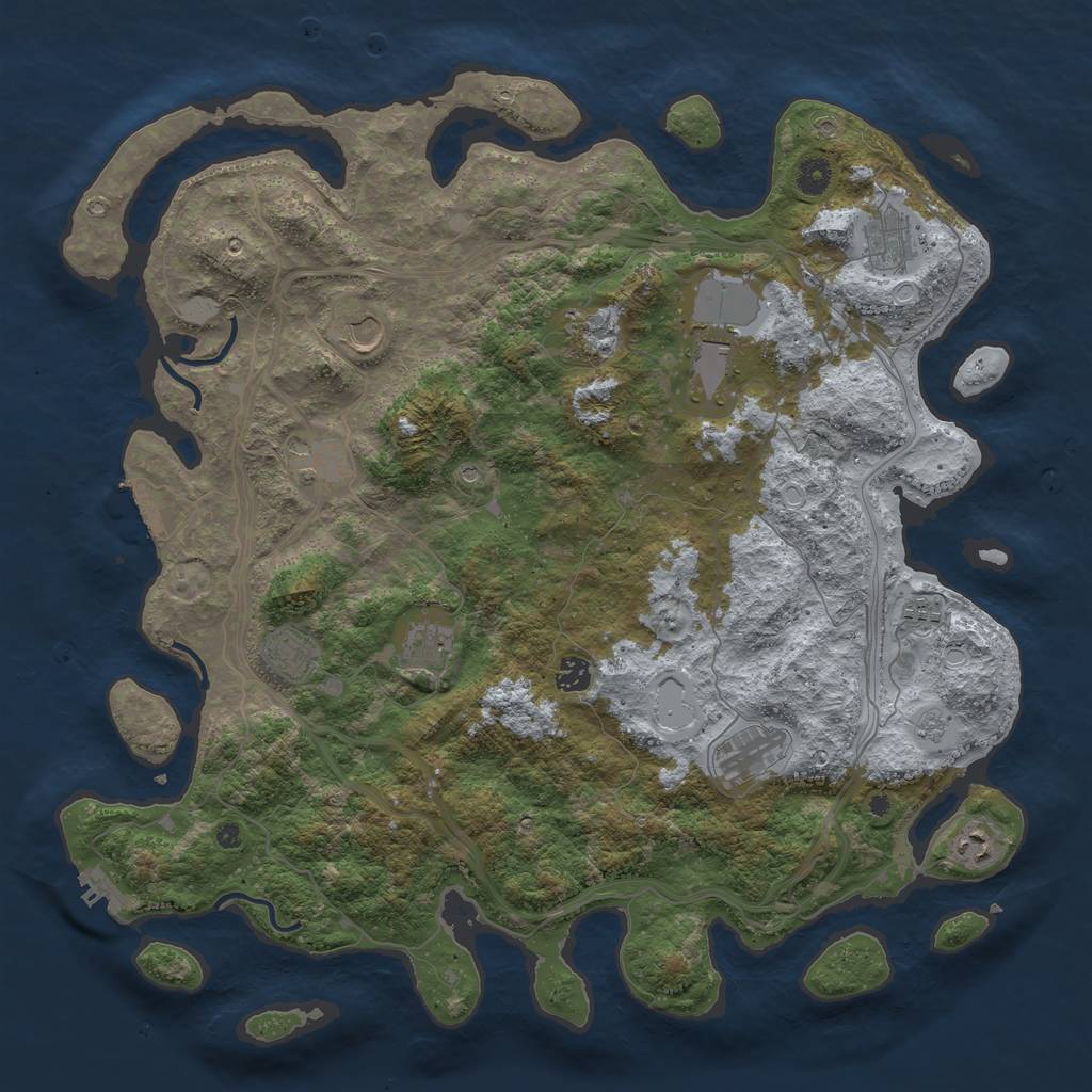 Rust Map: Procedural Map, Size: 4500, Seed: 50705, 18 Monuments