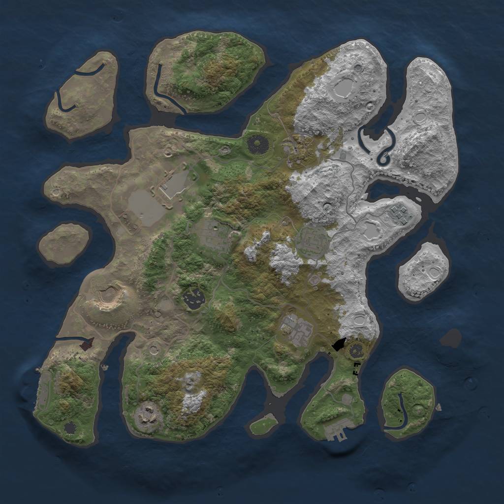 Rust Map: Procedural Map, Size: 3600, Seed: 2030, 17 Monuments