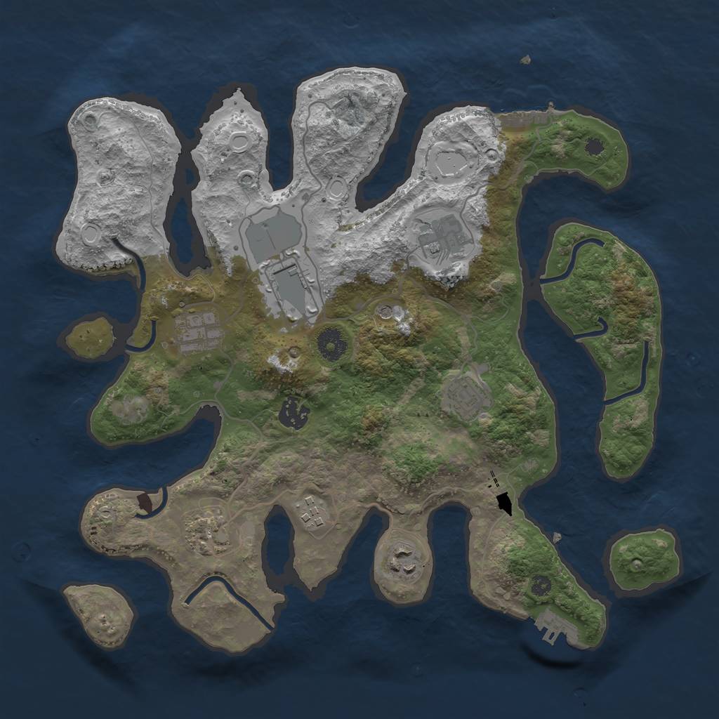 Rust Map: Procedural Map, Size: 3500, Seed: 453163423, 19 Monuments