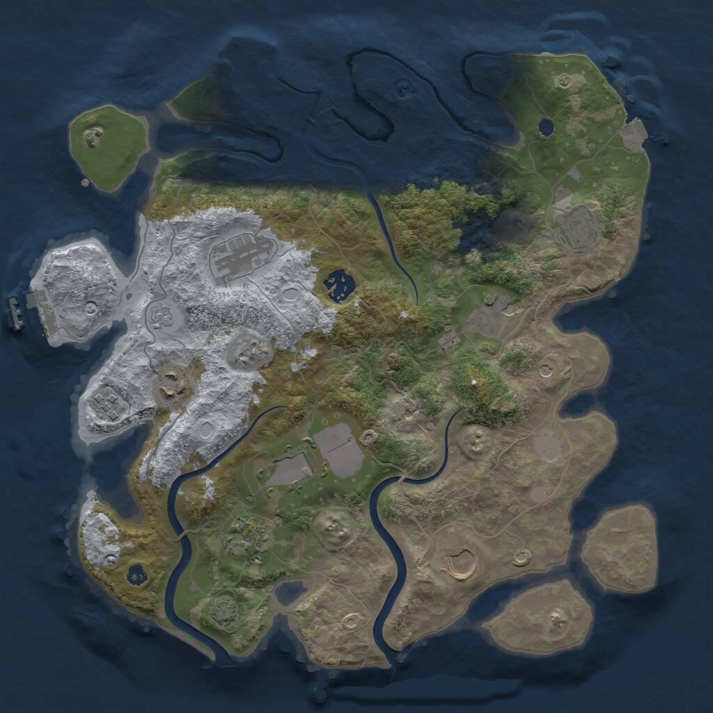 Rust Map: Procedural Map, Size: 3500, Seed: 394546, 15 Monuments