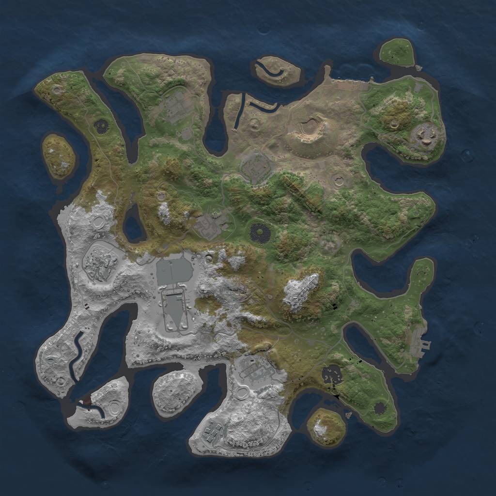 Rust Map: Procedural Map, Size: 3600, Seed: 87986995, 18 Monuments