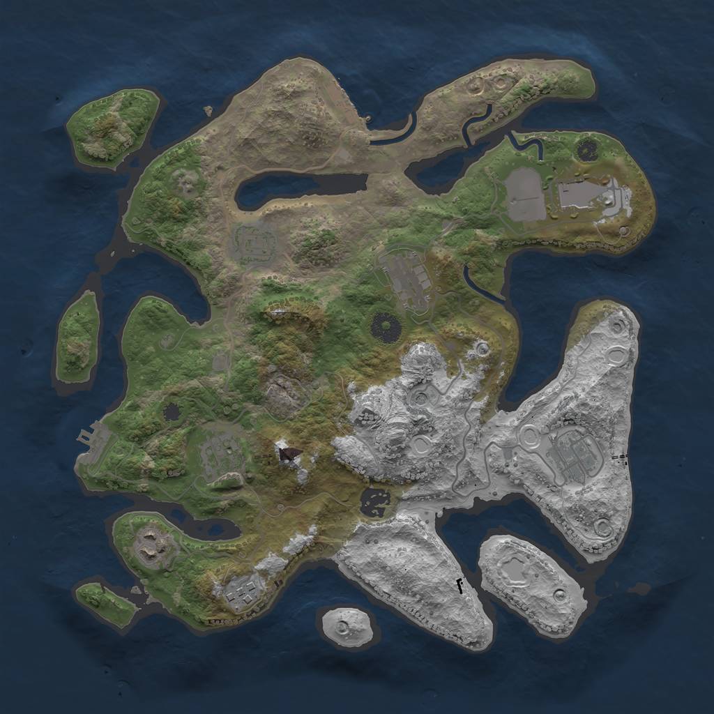 Rust Map: Procedural Map, Size: 3500, Seed: 948985, 19 Monuments