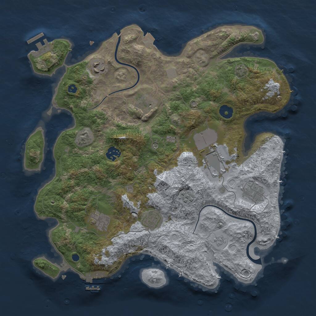 Rust Map: Procedural Map, Size: 3500, Seed: 948985, 14 Monuments