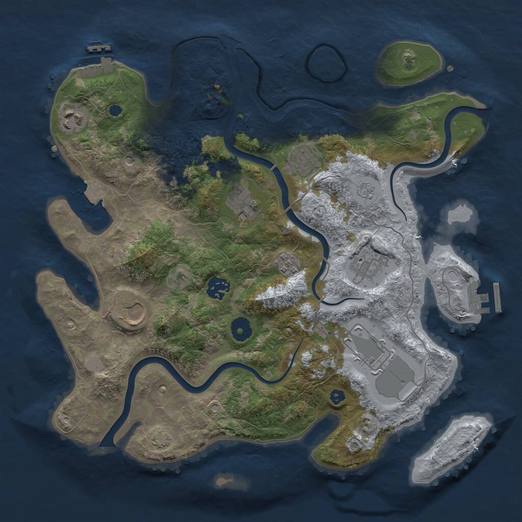 Rust Map: Procedural Map, Size: 3500, Seed: 904823, 14 Monuments