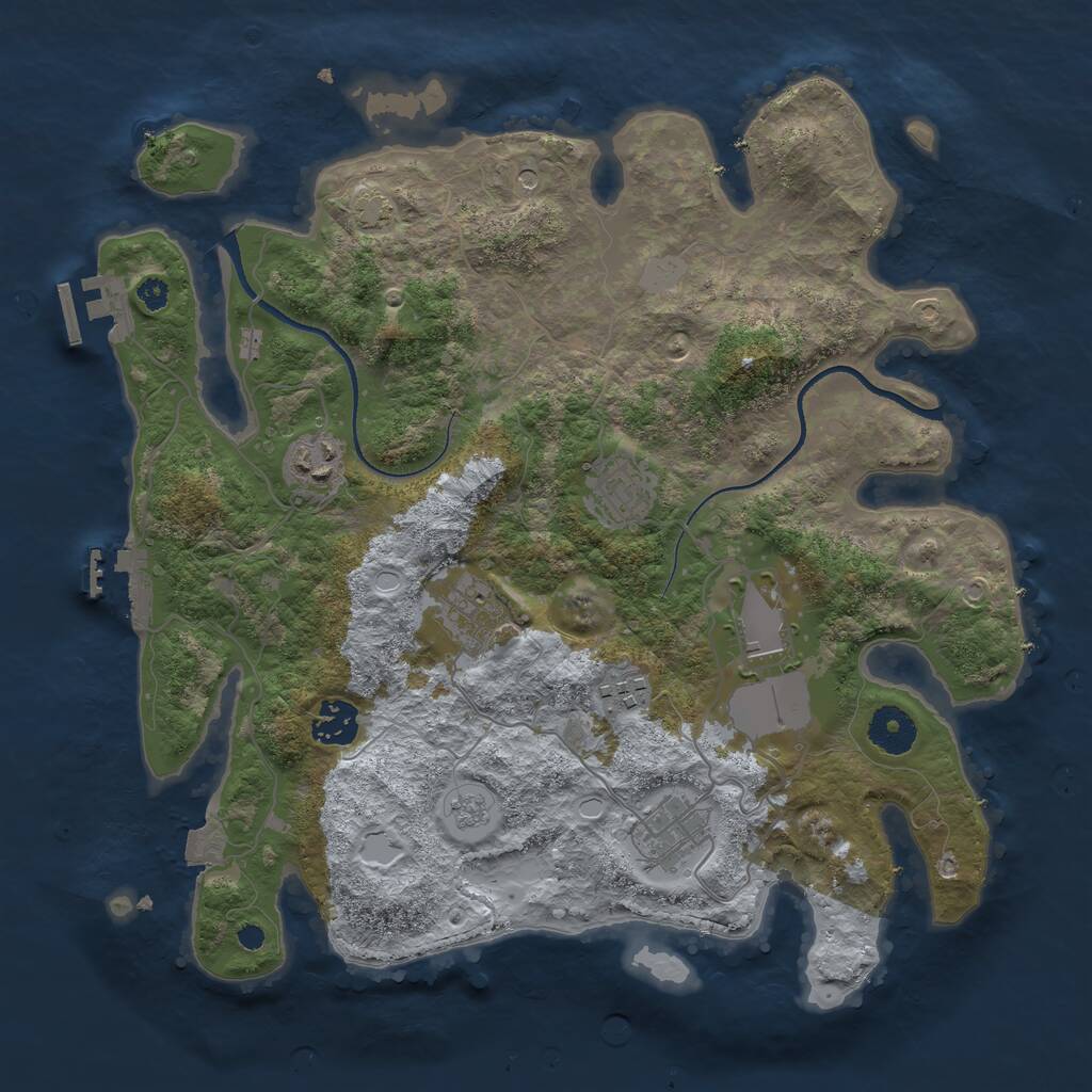 Rust Map: Procedural Map, Size: 3500, Seed: 653460, 13 Monuments