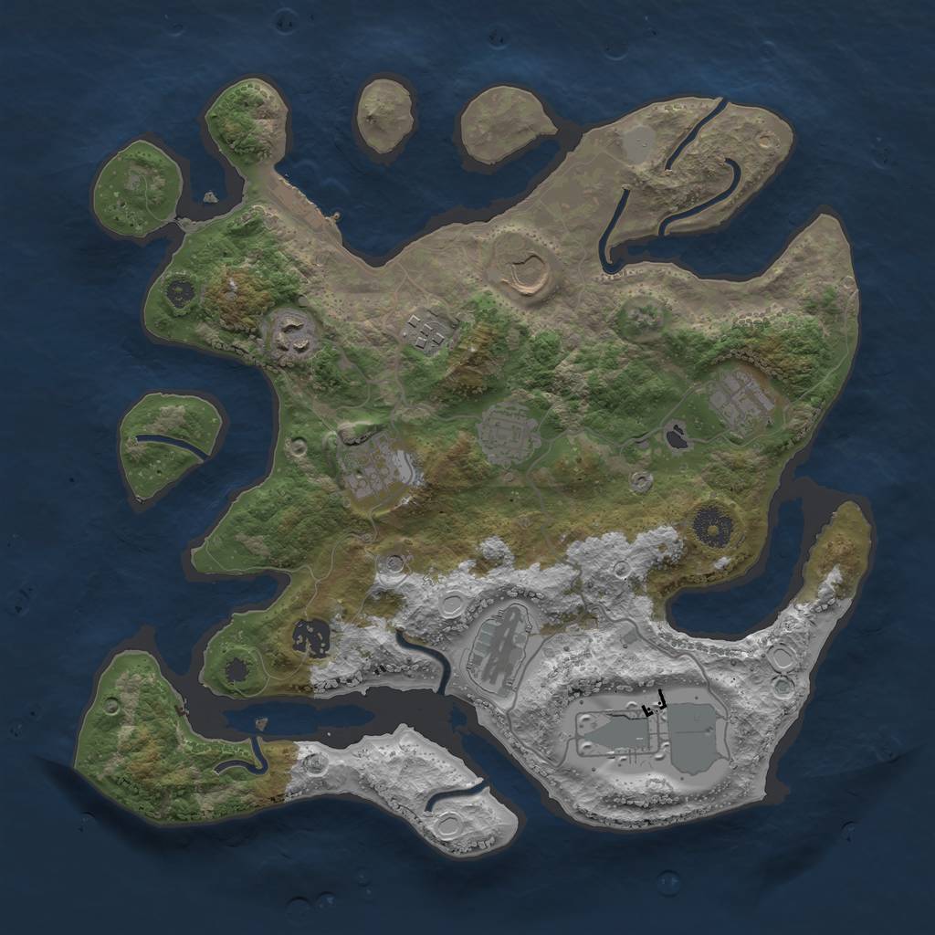 Rust Map: Procedural Map, Size: 3500, Seed: 904900251, 16 Monuments